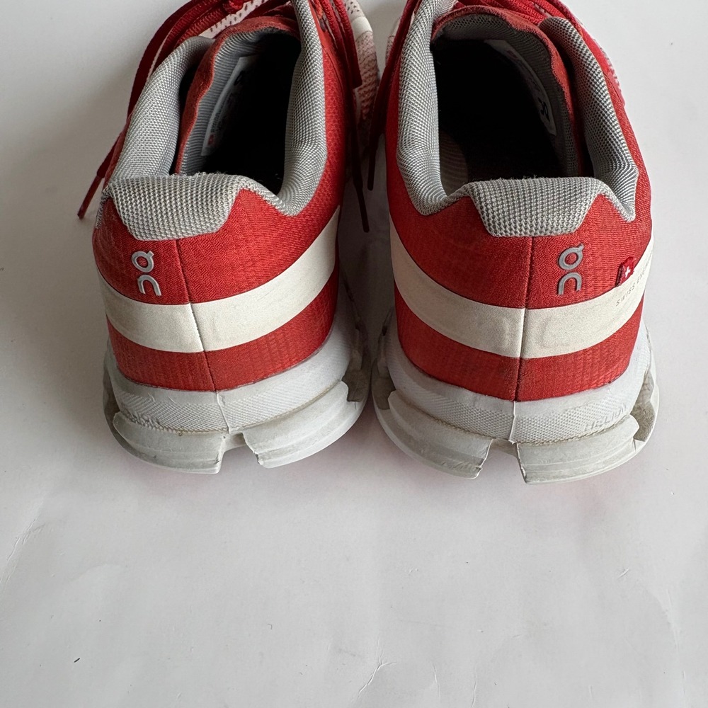 On Cloud Running Shoes Womens 9 Rust Red White Low Top Athletic Sneakers - Picture 9 of 12